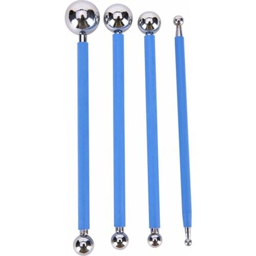 4pcs/Lot Sugarcarft Fondant Cake Decorating Kit,Kitchen Accessories Polymer Clay Tools Stainless Steel Molding Ball Sticks