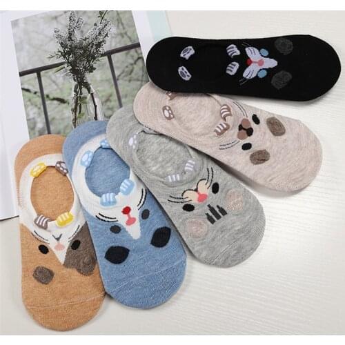 5pairs=10pieces Cartoon Women Socks Cotton Kawaii Cute Animal Ear Girl Ankle Socks Harajuku Breathable Sokken