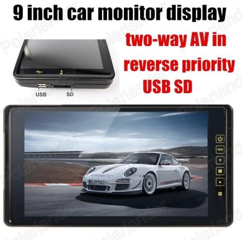 9 Inch TFT LCD Screen 2Ch Video Input Car Monitor display For DVD Reverse Camera reverse priority