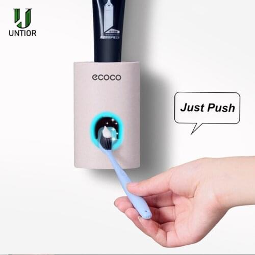 UNTIOR Automatic Toothpaste Dispenser Dust-proof Toothbrush Holder Wall Mount Stand Bathroom Accessories Set Toothpaste Squeezer