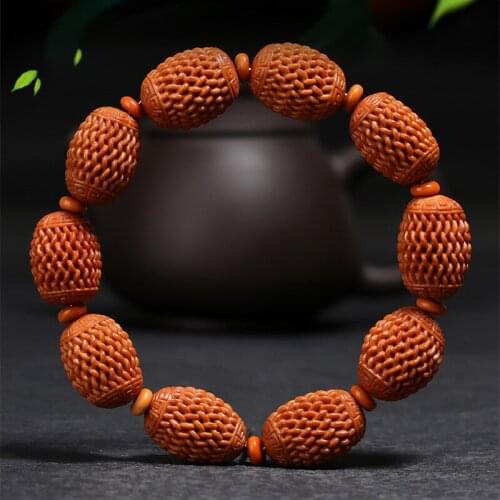 Natural Olive Core Bracelet Passepartout Core Glyph Play Hand-Carved Olive Hu Carved Bracelet For Men And Women