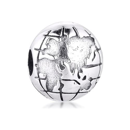 CKK Fit Pandora Bracelet 925 Sterling Silver Planet Earth Clip Beads Charms DIY Jewelry Making Wholesale