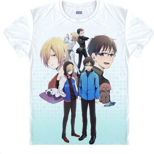 Coolprint Japanese manga Yuri on Ice T-Shirts anime shirt of Yuri Katsuki and Victor Nikiforov, Casual Printing Shirt Juniors