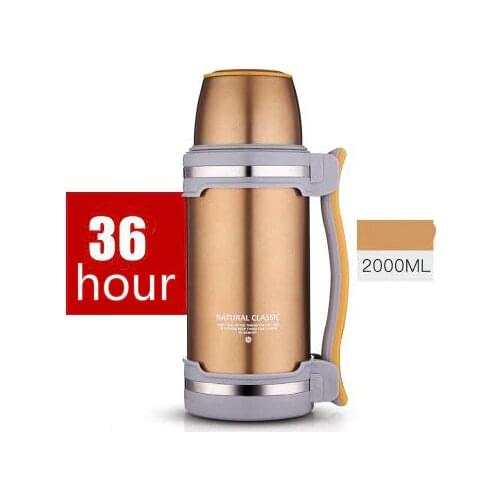 2L Travel Thermos Stainless Steel Tumbler Vacuum Flask Water Bottle Coffee Insulated Cup Traveling Hiking Hot Tea Thermo Bottles