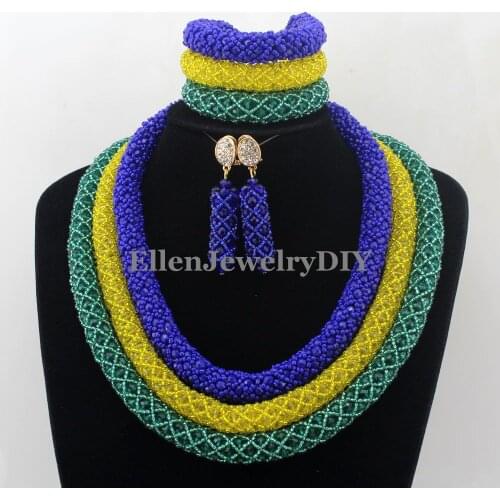 Statement Costume Necklace Set Africanbeads Jewelry sets Womens Nigerian Wedding Beads Jewelry Set W12773