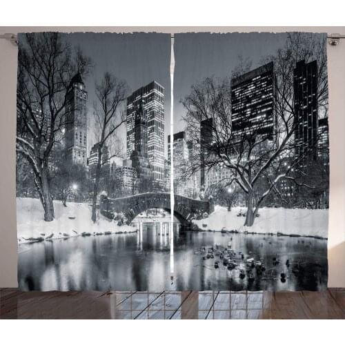 City Night View By The River Window Curtain Christmas Home Decor Curtains for Living Room Bedroom Kitchen Curtain Panel