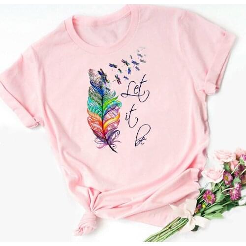 Let It Be Dragonflies Flowers Graphic Print T Shirt Female Tshirt Harajuku Streetwear T-Shirt Animal Tops Women Clothes
