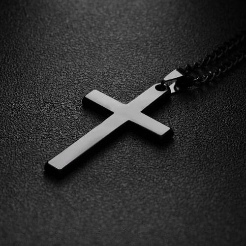Hot 1PC Fashion Men Cross Pendant Necklace Stainless Steel Link Chain Charm Gold/Silver Plated Alloy Necklace Statement Jewelry