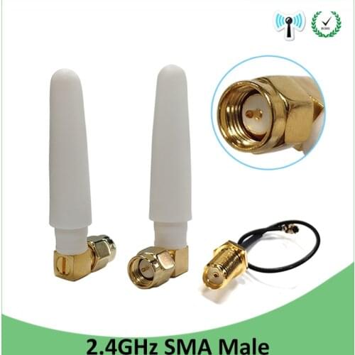 20pcs 2.4 GHz Antenna wifi 3dBi SMA Male Connector 2.4ghz antena for Router Wi fi +21cm RP-SMA to ufl./ IPX 1.13 Pigtail Cable