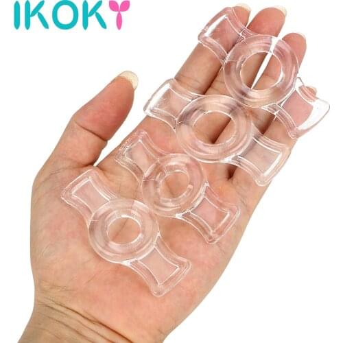 IKOKY Penis Enlargerment Delay Ejaculation Penis Ring 4pcs/set Cock Rings Erotic 4 Size TPE Sex Toys for Men Adult Product