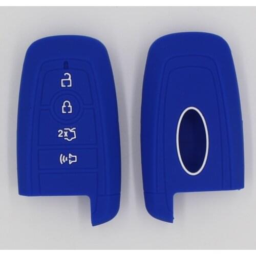 2PC Silicone Key Case Cover for Ford EcoSport 2018- Keyless Fob Shell Skin Keyring Key Chain Holder Protector for Keychain Alarm