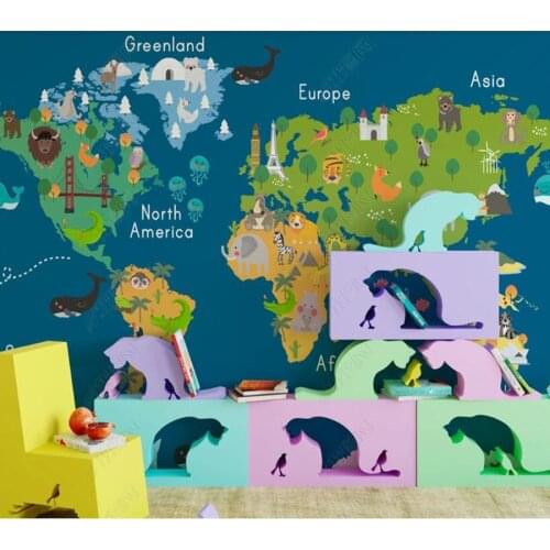 Papel de parede Childrens minimalist fashion high-end world animal cartoon 3D wallpaper mural,living room home decor