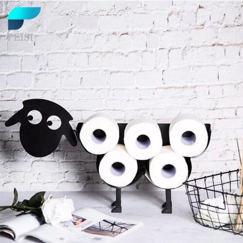 PEISI Toilet Paper Holders Wall Mount Sheep Tissue Rack Easy Clean Shape Punch Free Wc Tissue Storage Racks Bathroom Accessories