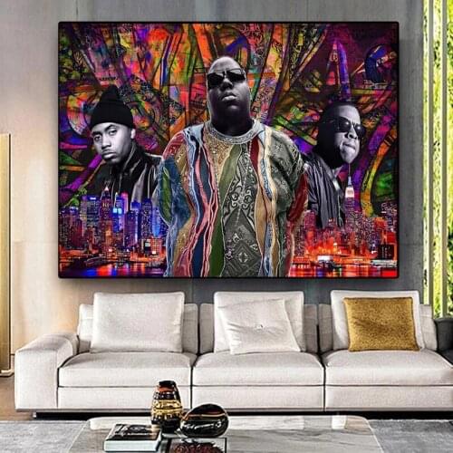 Famous Rappers Biggie Smalls Art Poster Portrait Graffiti Canvas Painting Modern Art Decor Home Living Room Wall Decor Cuadros