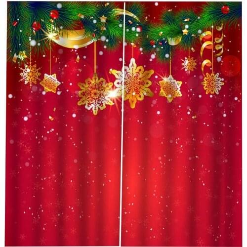 Christmas Decoration Full Blackout Hook Print Curtain Bedroom Decorative Curtain Butterfly Wind Chimes Christmas Snowflake