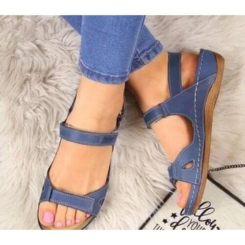 Women Wedge Sandals Gladiator Bohemia Shoes Flip Flop Casual Platform Wedge Slides Open Toe Vintage Anti-slip Beach Shoes