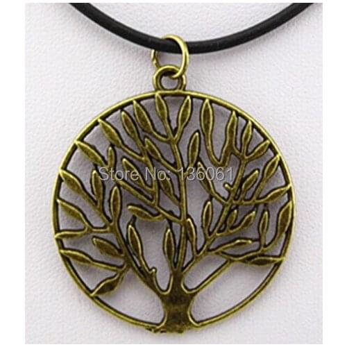 Vintage Bronze Supernatural Pentacle Pendants Anchors Choker Tree Leather Necklace Tower Charm Cross Necklace Jewelry For Wamen