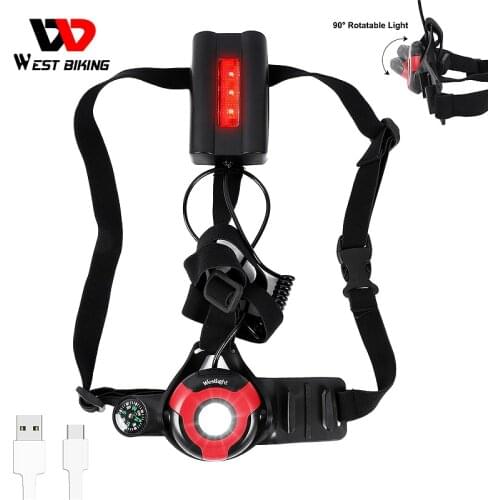500 Lumens Outdoor Running Lights Camera Support Rotatable L2 LED Night Running Flashlight Warning Lights USB Charge Chest Lamp