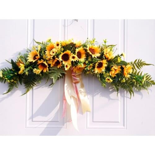 Sunflower Lintel Wreath Artificial Flower Plant Summer Decoration Garland Restaurant Wedding Home Decor Door Window Wall Hanging