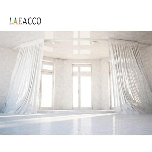 Laeacco Vinyl Backdrops Gray Living Room Curtain View House Marble Floor Interior Photography Background Photocall Photo Studio