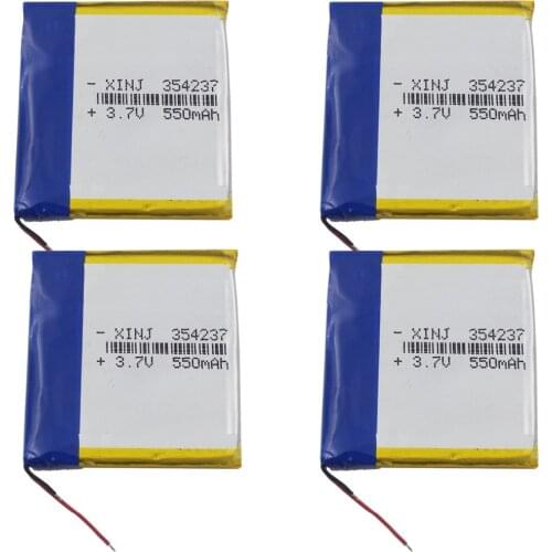 XINJ 4pcs 3.7V 550mAh 354237 Lithium Polymer Li-Po Battery Li ion cell For GPS Sat Nav MP4 Music player Audio watches Car camera