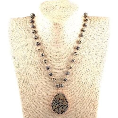 Free Shipping Fashion Semi Precious Stones Rosary Chain Stone Drop Pendant Necklaces Women Ethnic Necklace