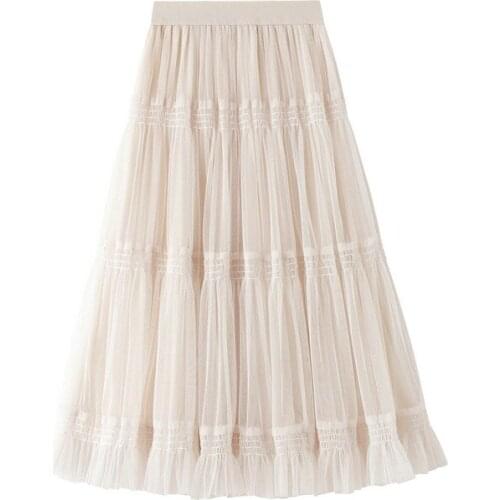 Womens Casual Petticoat A-Line Tulle Skirt Elegant Tiered and Pleated Vintage Skirt Swing Skirt