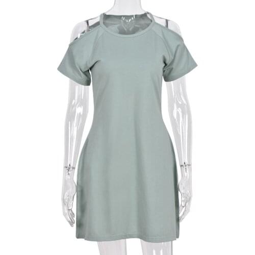 Summer Dress Womens Clothing 2021 Solid Color Off Shoulder Short Sleeve Dresses Y2K Dress For Woman Robe Femme Vestido De Mujer