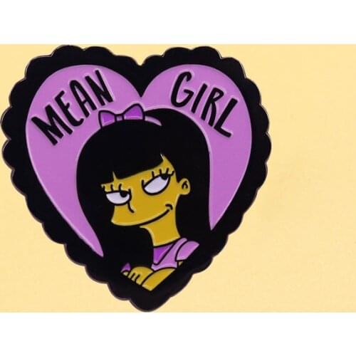 Mean Girl heart Lapel Badges Love Metal Enamel Brooch Men Women Fashion Jewelry Gifts Anime Movie Novel Bag Hat Clothing Brooch