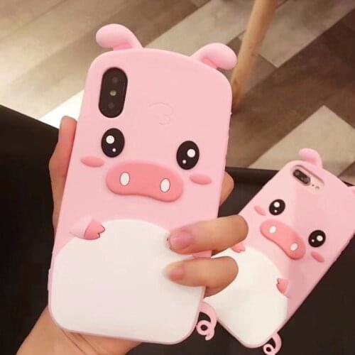 3D Cartoon Cute QQ Pig Soft Silicone Back Cover For iPhone 5 5s SE 5C 6 6s X XR Xs 12 Mini 11 Pro Max 7 8 Plus Phone Case Fundas