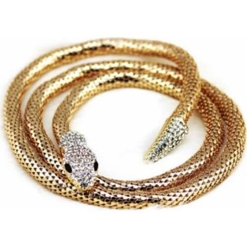 5PCS Punk Crystal Gold Plated Snake Necklace For Women Magnet Snake Chain On Neck Choker Female Jewelry Bijoux Club Party Gift