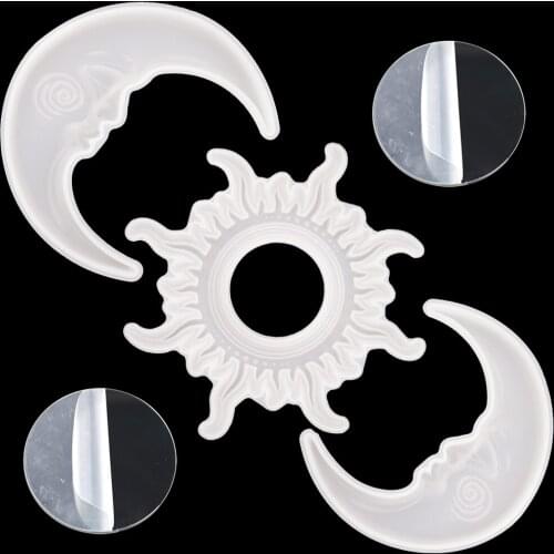 5PCS Sun Moon Mirror Moldes Resina Epoxi Set Sunglasses Moule Pour Resine Wall Mirror Mold Silikon For Epoxy Resin Art Supplies