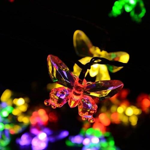 6M 30LED Solar Outdoor String Fairy Light Waterproof Butterfly Christmas Wedding Party Home Garden Courtyard Lawn Decor Lamp