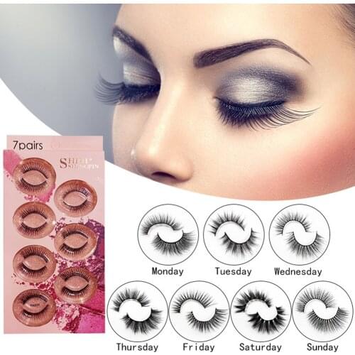7 Pairs Natural False Eyelashes Fake Lashes Set 3D Mink Extension Eyelash Makeup Tool Cosmetic Accessories Natural long False Ey