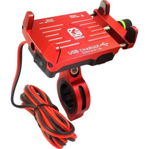 Car Phone Mount Motorcycle Handlebar Metal Mount Holder QC3.0 Fast Charging With USB Charger For Smart Phone Holder Stand