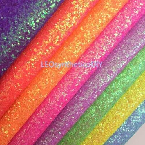 1PC 21X29CM Glitter Fabirc, Chunky Glitter Leather, Neon Glitter Leather Sheets For Making Bows LEOsyntheticoDIY T403