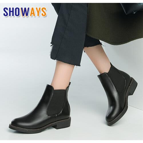 Big Size British Women Chelsea Boots White Black PU Low Square Heel Casual Office Party Ladies Round Toe Plush Short Ankle Boots
