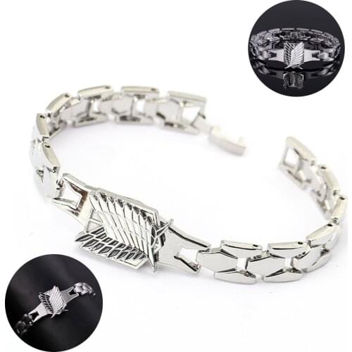 Attack On Titan Cosplay Wings of Liberty Bracelets Shingeki No Kyojin Anime Alloy Metal Charm Bangle Unisex Wristband Wristlet