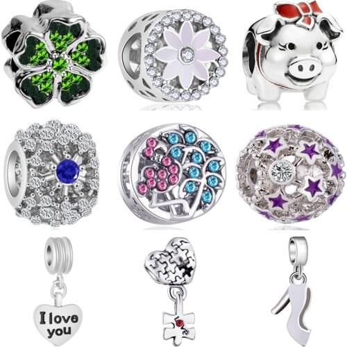 New Fashion Small Pig Owl Butterfly Fish Simulated Pearl Charms Beads Fit Original Pandora Bracelets for Women Night Club DIY