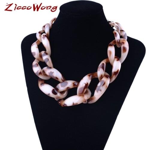 ZiccoWong Leopard Acrylic Chain Choker Necklaces For Women Boho Resin Plastic Punk Collar Necklace Lady Gift Jewelry Wholesale