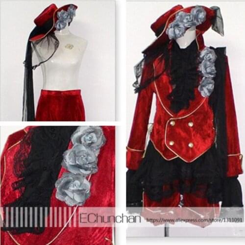 Black Butler Cosplay Ciel Phantomhive red pleuche costume Halloween Cosplay Costume