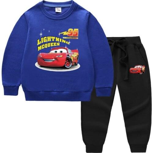 Disney Car McQueen Cartoon Boys Clothes Suits Children Fashion Hooded+Pants 2Pcs Sets Kids Girl Sweatshirts Tracksuits Clothing