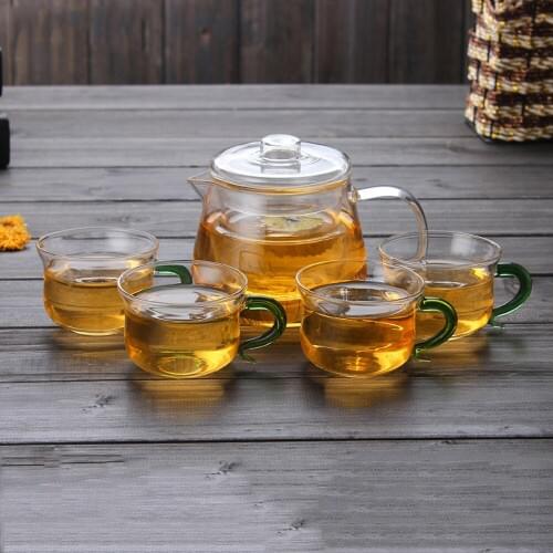 Elegant Heat-resistant Glass Tea Sets Tea Pot Cups Giftset Microwave Stovetop Safe Office Table Ware Teaset Kettle Wholesale