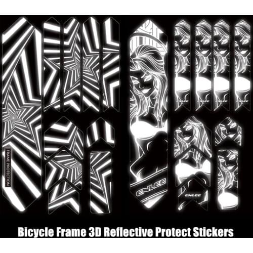 ENLEE mtb stickers 3D Reflective Mountain Bike Frame Protect Stickers Wear-Resistant Waterproof Bicycle Paster Guard Cover