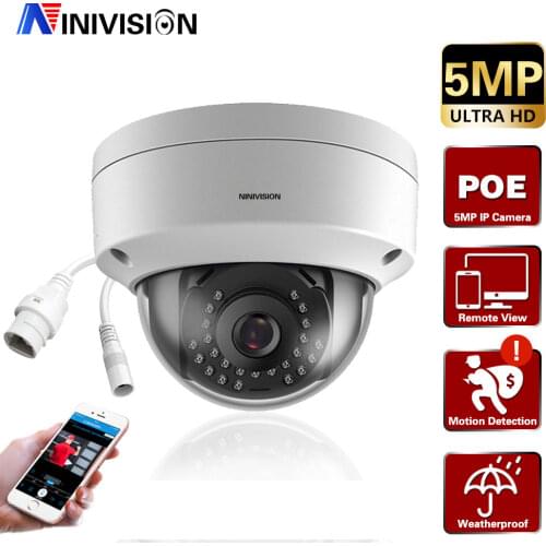 H.265 POE 5MP IP Camera Outdoor Waterproof CCTV 5.0MP HD Dome Face Motion Detection Network IP Camera 3.6mm Wide Lens P2P Onvif