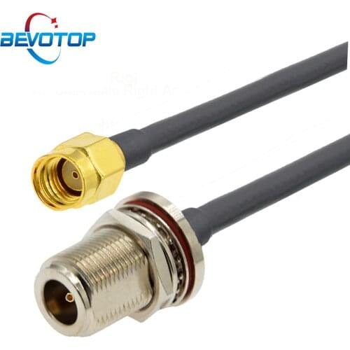 Waterproof N Female Bulkhead to RP SMA Male RF Adapter Cable RG58 50 Ohm Coaxial Pigtail WIFI Extension Cord Coax Jumper Adapter