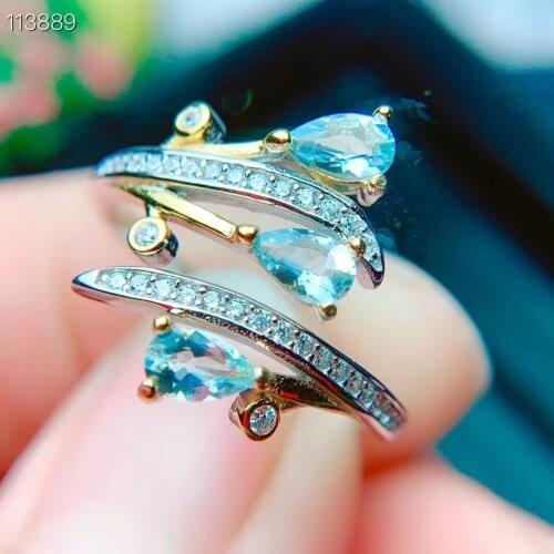 New Arrival Aquamarine Ring Free shipping Real and natural and Real Aquamarine Ring 925 sterling silver for Man Or For Woman