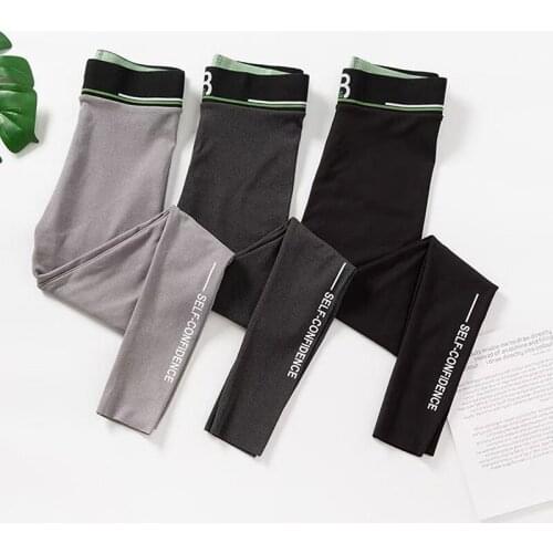 Fashion Casual Women Workout Pants Leggings Ladies High Waist Thin Fitness Stretch Trousers Black