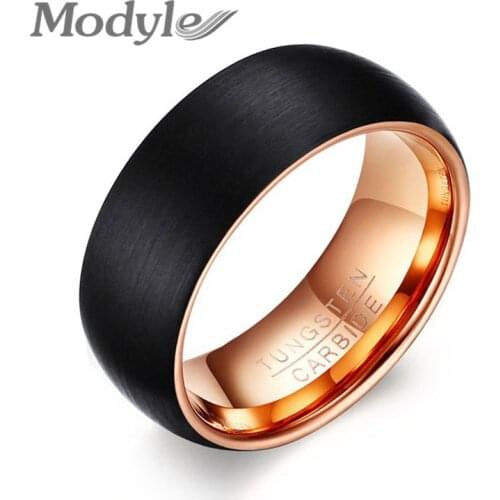 Modyle Cool Men Tungsten Ring 8MM Gold-Color Rings Men Tungsten Jewelry