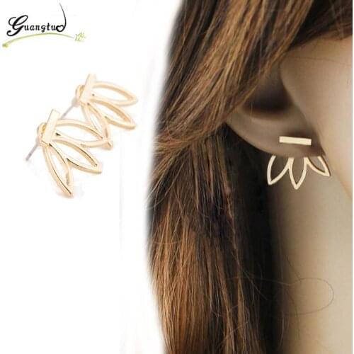 Fashion Hollow Leaf Flower Stud Earrings For Women Wedding Jewelry Accessories Oorbellen Brincos Bijoux Earring
